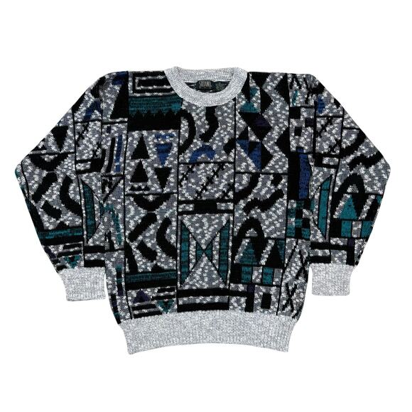 Vintage 90s Stefano Man Funky Abstract Pattern Sweater Mens M - Picture 1 of 6